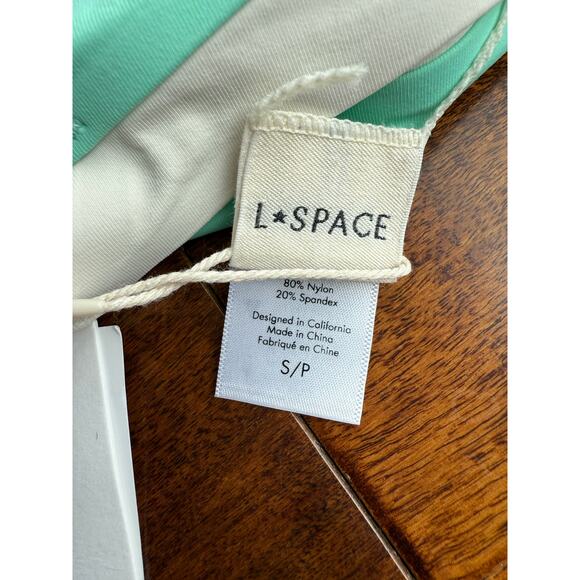 L*Space Mackena Bitsy Seam-Free Bikini Bottom- Bright Teal/Cream size Small - Picture 7 of 8